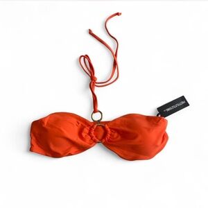 NWT PrettyLittleThing Woman's Orange Bikini Top Size 6 Beach Coastal Boho Bright